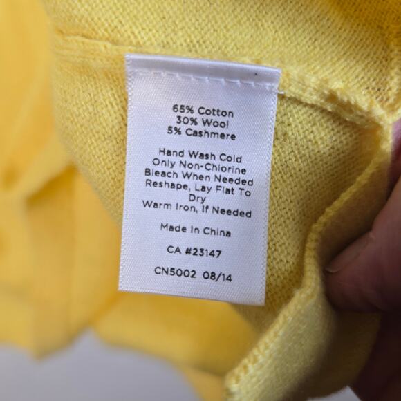 Talbots Sweater Women's L Yellow Cotton Wool Cashmere Classic Career Spring Prep - Picture 5 of 7
